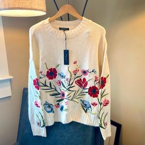 NWT Rom&J Embossed Floral Sweater